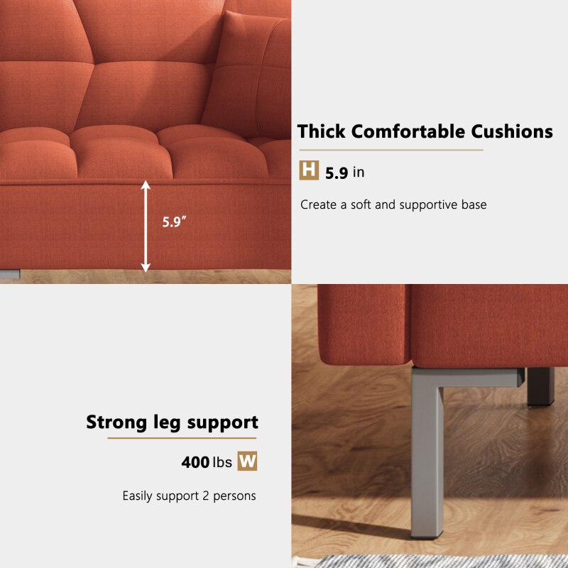 Linen Futon Upholstered Sofa
